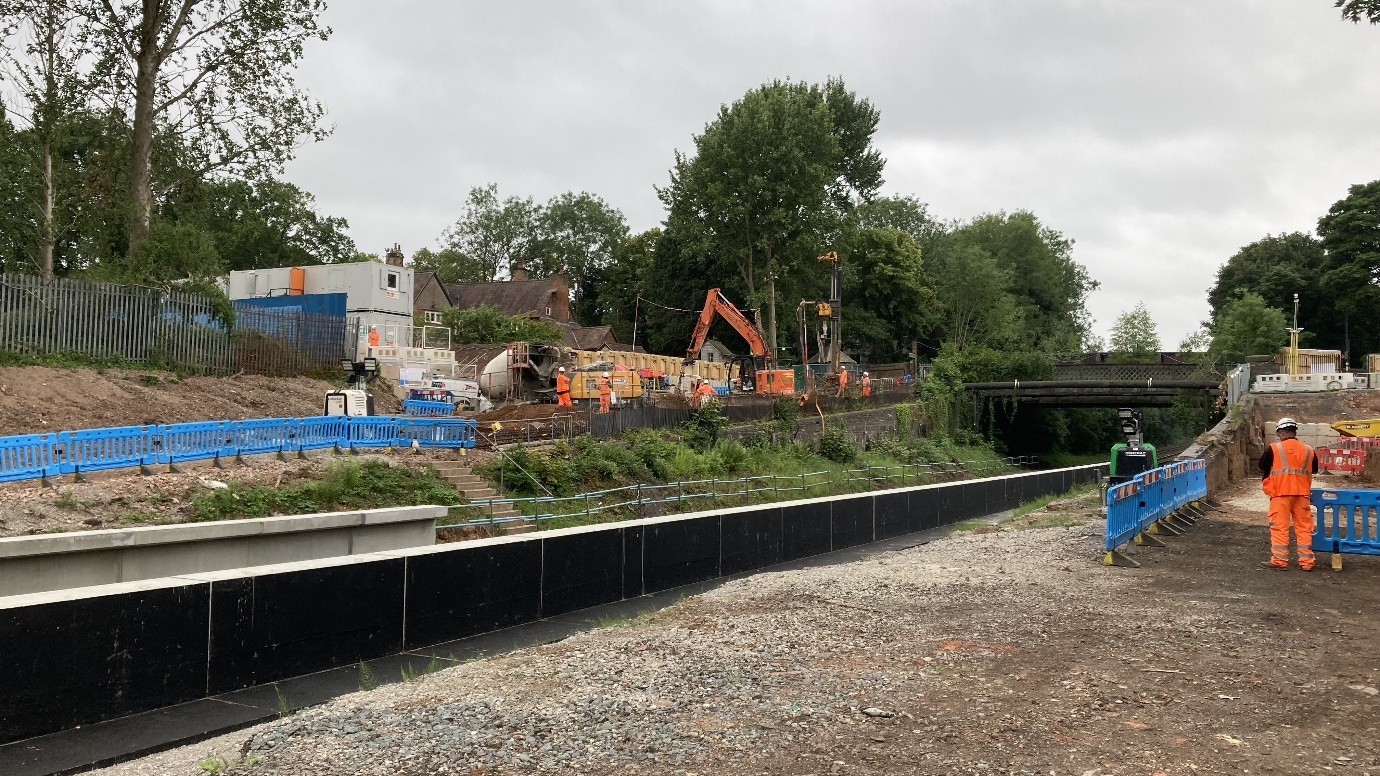 Construction work happening at the new Pineapple Road station.