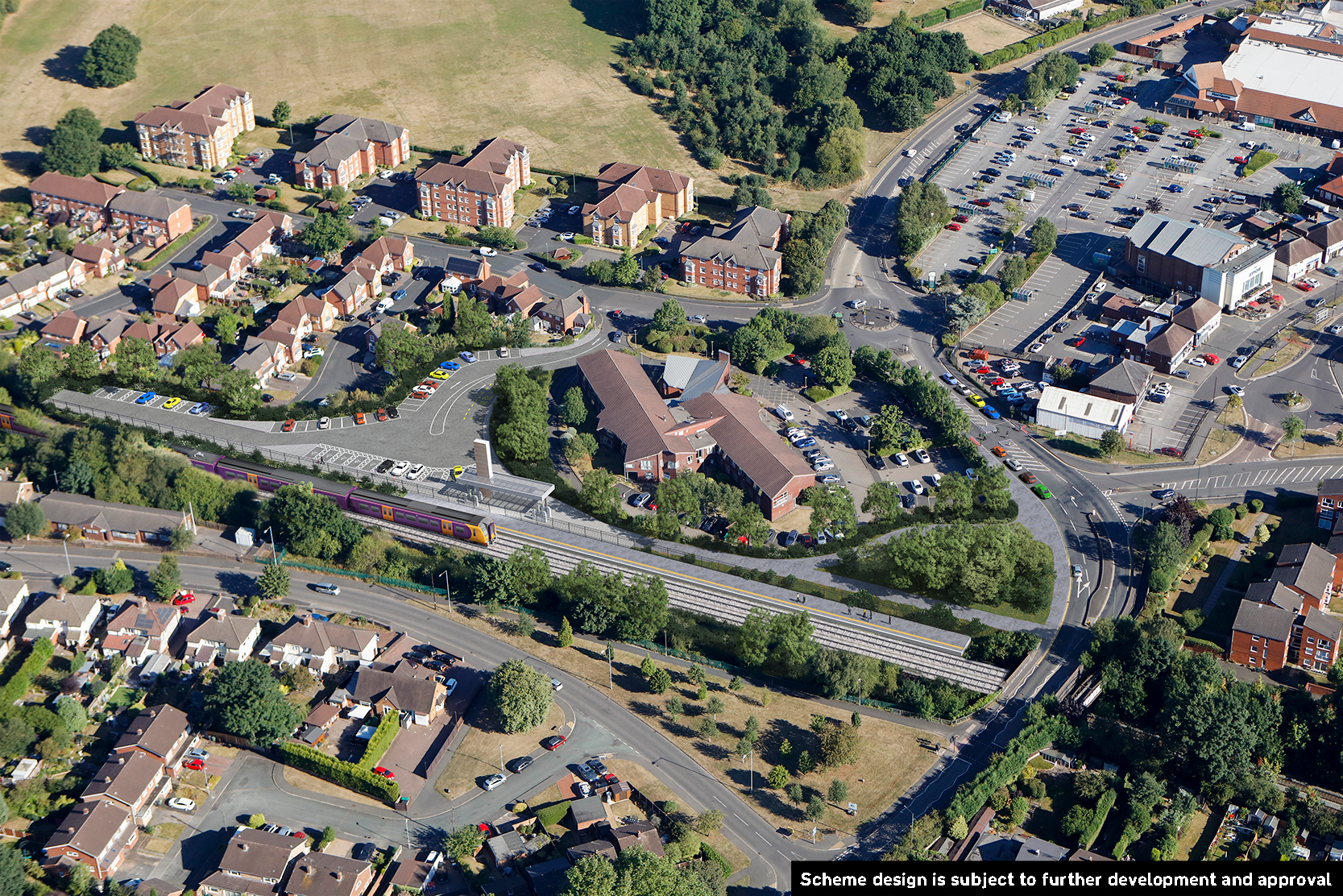 An artist impression of Aldridge railway station