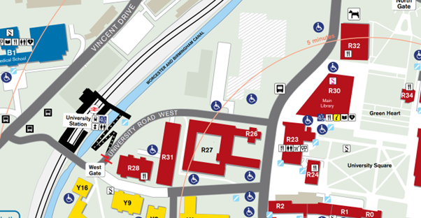 A map of the University of Birmingham