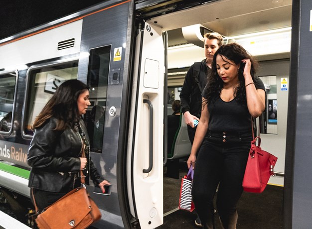 People getting off a train